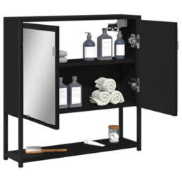 Berkfield Bathroom Mirror Cabinet Black 60X16X60 Cm Engineered Wood - thumbnail 4