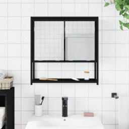 Berkfield Bathroom Mirror Cabinet Black 60X16X60 Cm Engineered Wood - thumbnail 3