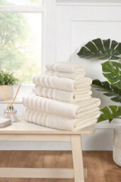 Rapport Home Linear Bath Towel Pure Cotton Ivory Cream - thumbnail 3