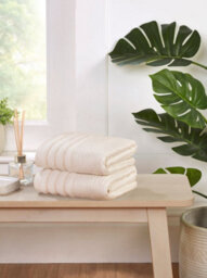 Rapport Home Linear Bath Towel Pure Cotton Ivory Cream