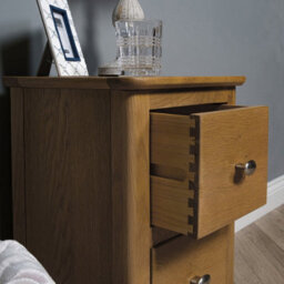 Elm Home And Garden Oak Two Drawer Bedside Cabinet Side Table Fully Assembled 59Cm High X 35Cm Wide X 32Cm Deep - thumbnail 7
