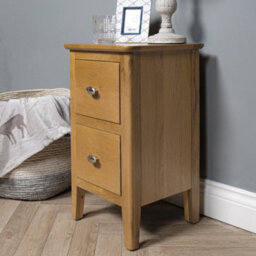 Elm Home And Garden Oak Two Drawer Bedside Cabinet Side Table Fully Assembled 59Cm High X 35Cm Wide X 32Cm Deep - thumbnail 4
