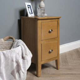 Elm Home And Garden Oak Two Drawer Bedside Cabinet Side Table Fully Assembled 59Cm High X 35Cm Wide X 32Cm Deep - thumbnail 3