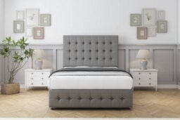 "Comfort Flourence Pewter Dumfries Divan Bed Set 2 Drawers Right Side - 54"" Floor Standing & 12"" Footboard 5' King" - thumbnail 1