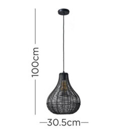 Valuelights Torin Matt Black Ceiling Light Pendant - thumbnail 6
