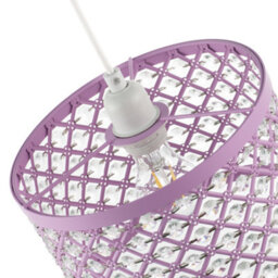 Happy Homewares Modern Ornate Lavender Lilac Pendant Shade With Clear Acrylic Beads - thumbnail 3
