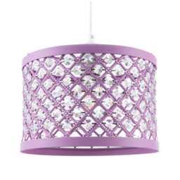Happy Homewares Modern Ornate Lavender Lilac Pendant Shade With Clear Acrylic Beads - thumbnail 1
