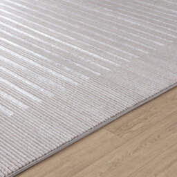 Livabliss Lustro-Modern Grey Off-White Beige Striped Living Dining Bedroom Rug 160 X 220 Cm Easy Care, Non Shedding - thumbnail 3