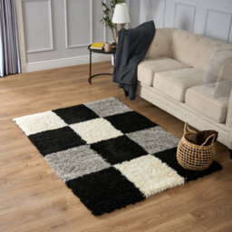 "Bravich Black Tartan Shaggy Rug 60 X 110Cm (2' X 3'7"")" - thumbnail 5