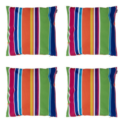 icon Indoor And Outdoor Waterproof Filled Cushion Set Of 4 Technicolour Stripe - image 1
