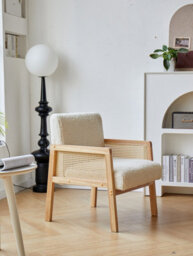 Nordlys Ood Lounge Chair In Rattan And Bouclé White Countryside Style Living Room - thumbnail 7