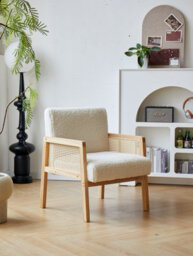 Nordlys Ood Lounge Chair In Rattan And Bouclé White Countryside Style Living Room - thumbnail 4