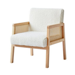 Nordlys Ood Lounge Chair In Rattan And Bouclé White Countryside Style Living Room - thumbnail 1