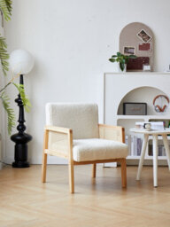 Nordlys Ood Lounge Chair In Rattan And Bouclé White Countryside Style Living Room - thumbnail 8