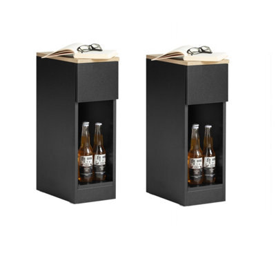 Sobuy Fbt111-Schx2, Set Of 2 Slim Bedside Table Bedside Cabinet Narrow Side Table Nightstand With Drawer And Shelf, Black - image 1