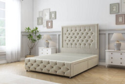 "Comfort Winchester Cream Plush Divan Bed Set 2 Drawers Left Side - 54"" Floor Standing & 12"" Footboard 3' Single" - thumbnail 3