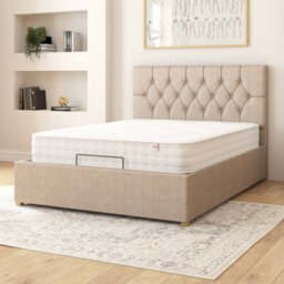 Aspire Olivier Electric Adjustable Bed Upholstered With Pocket Sprung Mattress Uk Made, Eire Linen Natural, Size Single - thumbnail 2