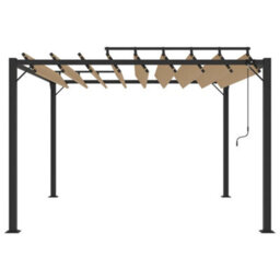 Berkfield Modern Gazebo With Louvered Roof 3X3 M Taupe Fabric And Aluminium - thumbnail 3