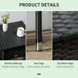 Wyld Haus Varilu Black Rattan Outdoor Coffee Table 50 X 50 Cm - Woven Top, Galvanised Steel Frame - thumbnail 6