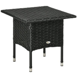 Wyld Haus Varilu Black Rattan Outdoor Coffee Table 50 X 50 Cm - Woven Top, Galvanised Steel Frame - thumbnail 2