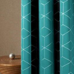 Deconovo Blackout Curtains, Eyelet Curtains, Diamond Foil Printed Thermal Insulated Curtains, W55 X L72 Inch, Turquoise, One Pair - thumbnail 2