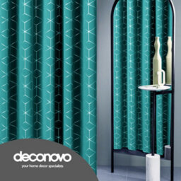 Deconovo Blackout Curtains, Eyelet Curtains, Diamond Foil Printed Thermal Insulated Curtains, W55 X L72 Inch, Turquoise, One Pair - thumbnail 4