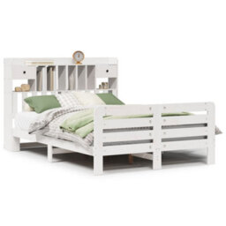 Berkfield Bookcase Bed Without Mattress White 140X200 Cm Solid Wood Pine - thumbnail 2