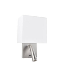 Luminosa Lighting Luminosa Gamma Led Wall Light With Reading Light Square Shade Satin Nickel 179Lm 2700K - Special Offer