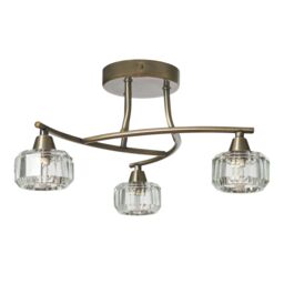 Inlight Pilton Satin Glass & Metal Antique Brass Effect 3 Lamp Led Ceiling Light - thumbnail 4