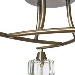 Inlight Pilton Satin Glass & Metal Antique Brass Effect 3 Lamp Led Ceiling Light - thumbnail 5