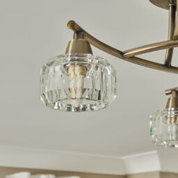 Inlight Pilton Satin Glass & Metal Antique Brass Effect 3 Lamp Led Ceiling Light - thumbnail 6