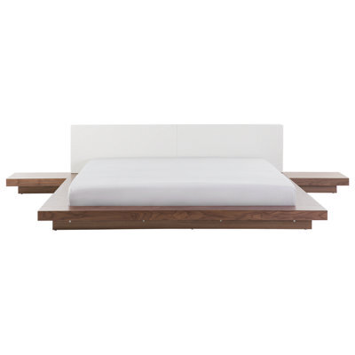Beliani Bed Zen 180 X 200 Cm (Eu Super King) Brown Ash Wood - image 1