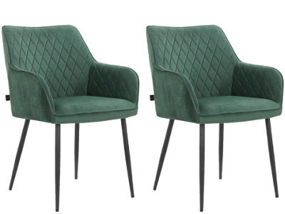 Elvira Dining Chair In Velvet Green 2 Pack - image 1