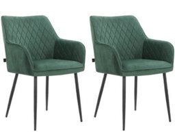 Elvira Dining Chair In Velvet Green 2 Pack - thumbnail 1