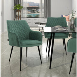 Elvira Dining Chair In Velvet Green 2 Pack - thumbnail 2