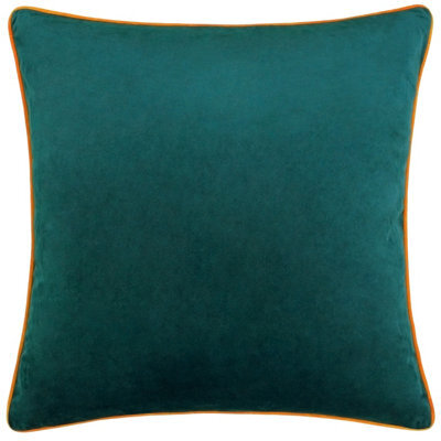 furn. Furn Meridian Velvet Piped Feather Rich Cushion, Teal/clementine, 55 X 55Cm - image 1