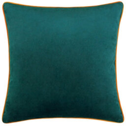 furn. Furn Meridian Velvet Piped Feather Rich Cushion, Teal/clementine, 55 X 55Cm - thumbnail 1