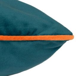furn. Furn Meridian Velvet Piped Feather Rich Cushion, Teal/clementine, 55 X 55Cm - thumbnail 3