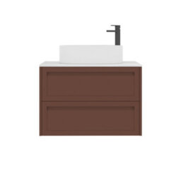 Royal Bathrooms Royal Bathroom Elmore 800mm Terracotta Clay Wall Mounted Countertop Bathroom Vanity Unit 2 Drawer With Peak Basin - thumbnail 7