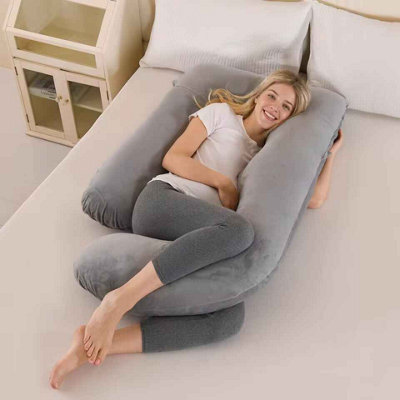 Detachable J-Shaped Maternity Pillow Velvet Side-Lying Support - image 1