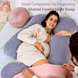 Detachable J-Shaped Maternity Pillow  Velvet Side-Lying Support - thumbnail 3