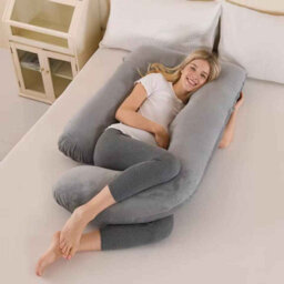 Detachable J-Shaped Maternity Pillow  Velvet Side-Lying Support