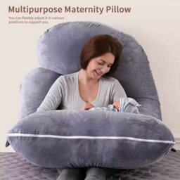 Detachable J-Shaped Maternity Pillow  Velvet Side-Lying Support - thumbnail 5
