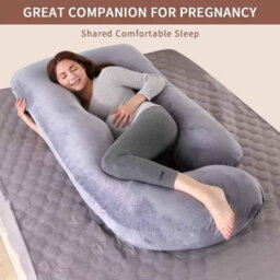 Detachable J-Shaped Maternity Pillow  Velvet Side-Lying Support - thumbnail 4