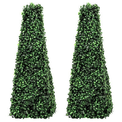 Woodside Topiary Obelisk Leaf Effect, Green 2Ft Indoor Outdoor Decor (Pack Of 2) - image 1