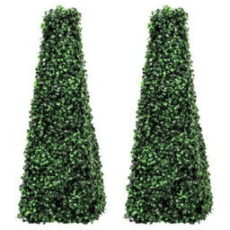 Woodside Topiary Obelisk Leaf Effect, Green 2Ft Indoor Outdoor Decor (Pack Of 2) - thumbnail 1