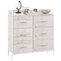 Homcom Bedroom Chest Of Drawers 6 Drawer Dresser W/ Shelf, Natural - thumbnail 2