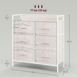 Homcom Bedroom Chest Of Drawers 6 Drawer Dresser W/ Shelf, Natural - thumbnail 3