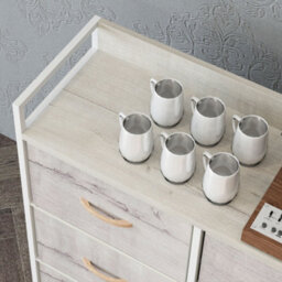 Homcom Bedroom Chest Of Drawers 6 Drawer Dresser W/ Shelf, Natural - thumbnail 8
