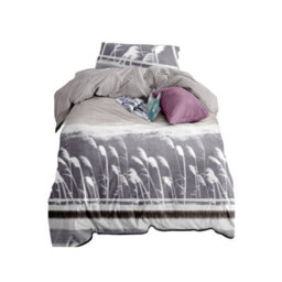 Neel Blue Single Printed Duvet Cover Matching Pillow Case - Floral Grey - thumbnail 1